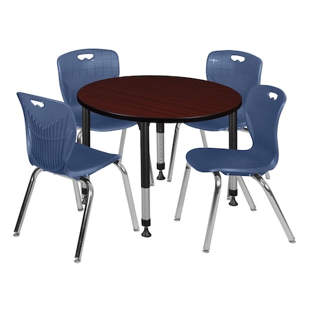 Regency Tables > Height Adjustable > Round Table & Chair Sets, 42 W, 42 L, 23-34 H, Mahogany TB42RNDMHAPBK40NV